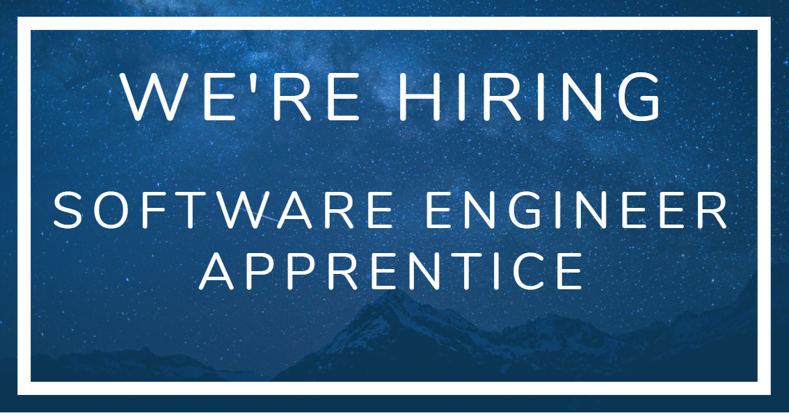 Software engineer apprentice hiring by Volanto on starry sky background