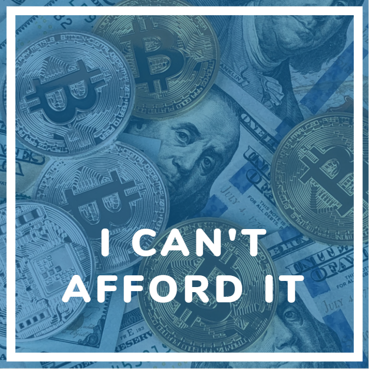 Overcome barriers to tech career I can't afford it on bitcoin and money background