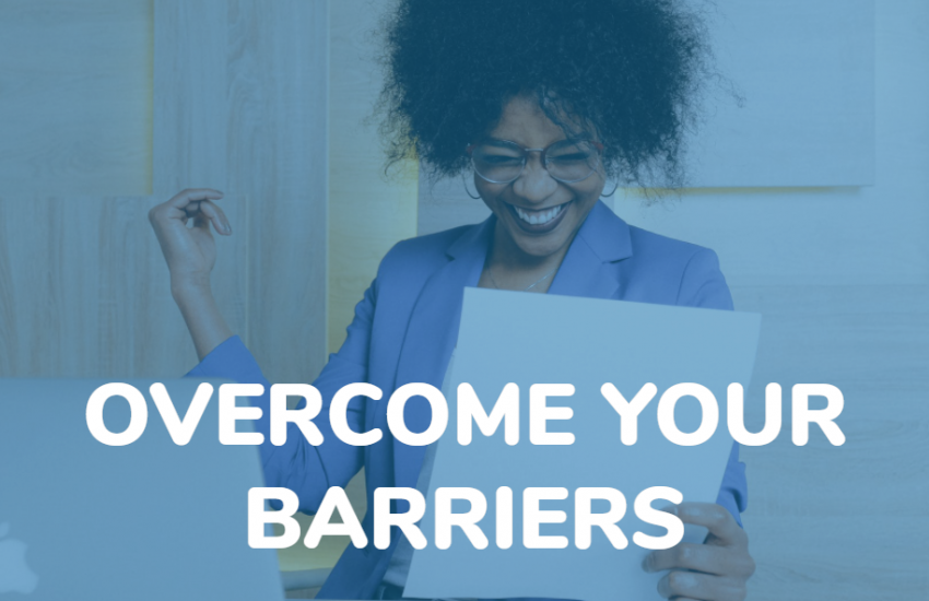 Overcome your barriers to a successful tech career with woman on laptop